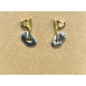 Golf Flag in Pin 18th Hole Earrings Gold and silver Post vintage Jewelry